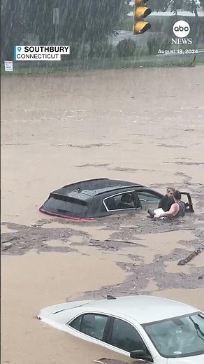 Man rescues amputee motorist and dog stranded in Connecticut flash flooding - ABC News