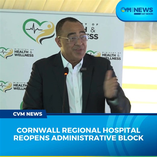 The Cornwall Regional Hospital, CRH, in St. James has officially reopened its General Administration Block, signaling continued progress in the hospital’s overall transformation. Health and Wellness Minister Dr. Christopher Tufton, speaking at the ribbon-cutting ceremony, described it as a good day for the people of St. James, with more developments expected in the near future. Join us for News at Noon for more stories: https://youtube.com/live/Hr6vOw8HapM?feature=share | CVM Television