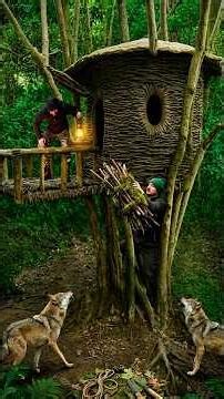 Building a Secret Treehouse in the Deep Jungle | Survival Camping🌲🏕️ #bushcraft #camping #survival