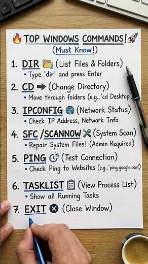 Top 7 Must-Know Windows CMD Commands! 🚀 #Shorts #TechTips#WindowsCommands #CMDTricks #TechTips