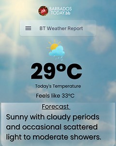 Today’s temperature and weather forecast for Barbados according to the Barbados Meteorological Service. #BarbadosWeather #BarbadosNewsYouCanTrust #LeadingOnlineMedium #BarbadosTodayNews #BTEpaper #BarbadosTODAY #barbados | Barbados Today | Facebook