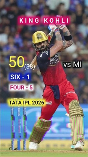 virat kohli 50 run MI vs RCB #ipl #cricket #viralreels #mivsrcb #rcbvsmi #viratkohli #cricketlover