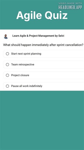 What should happen immediately after sprint cancellation? | Agile | Scrum | PO | Sprint | Planning
