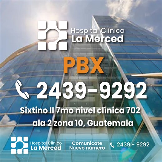 ¿Sabes cómo llegar a Hospital Clínico La Merced? Estamos ubicados en 6 av. 9-18 zona 10, edificio Sixtino 2, Ala 2, Séptimo nivel Clínica 702. 📍 Búscanos en Waze como: Hospital Clínico La Merced 📞 No dudes en llamarnos al 2439-9292 para programar tu cita, resolver tus dudas o recibir la orientación médica que necesitas. Estamos para servirte. #HospitalClínicoLaMerced #AtenciónDeCalidad #UrgenciasMédicas #TuSaludNosImporta | Hospital Clínico La Merced