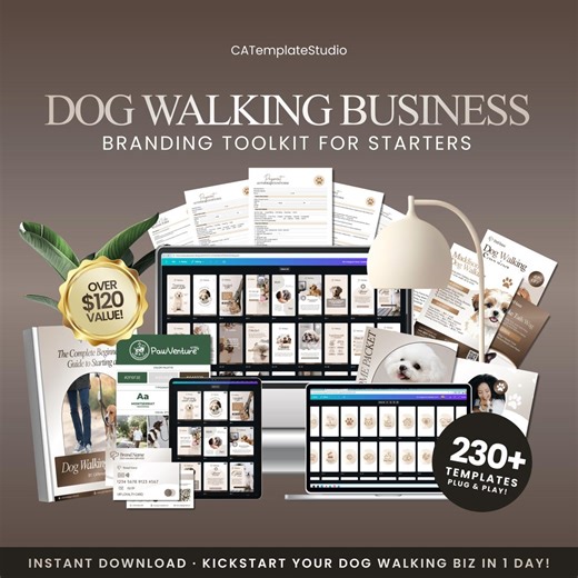 230 Dog Walking Business Branding Toolkit | Dog Walking Contract | Dog Walking Forms | Dog Walker Forms | Dog Walking Logo EDITABLE | Canva - Etsy