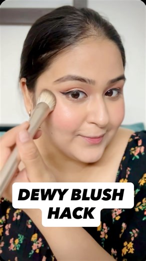Afreen Qureshi | Actor on Instagram: "Comment “dewy” for 🔗 Dewy Blush Hack Products used: Blush @kaybykatrina Highlighter @reachedmars Blush brush @paccosmetic (Makeup, makeup hacks, creme blush, liquid blush, dewy blush, dewy blush hack, liquid highlighter, highlighter, glowing skin makeup, how to apply blush, how to apply makeup, makeup tutorial, makeup guide for beginners, makeup for beginners) #viral #trending #explore #fyp #itsafreenqureshi"