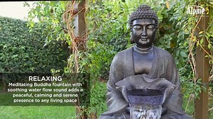 Alpine Corporation 53 in. Tall Outdoor Buddha Zen Water Fountain with LED Lights WIN1170