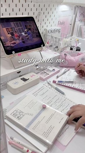 Cozy study vlog 🎀 note-taking & pastel desk setup #studywithme #studymotivation #aesthetic