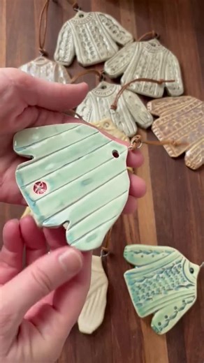 Handmade Stoneware Sweater Ornament | Carved Pottery Holiday Decor - Etsy