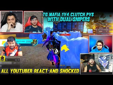 MAFIA 1V4 CLUTCH PVS WITH DUAL SNIPER | ALL YOUTUBER REACTIONS | TG MAFIA 1V4 PVS | NG ,JG ,SID ,TG