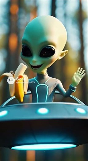 Alien steals banana from rabbit