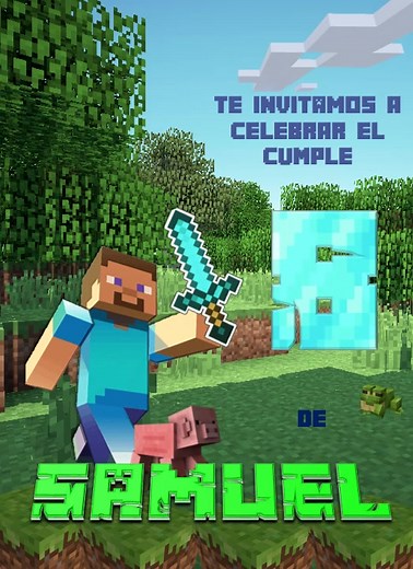Invitación Animada para Fiesta de Minecraft