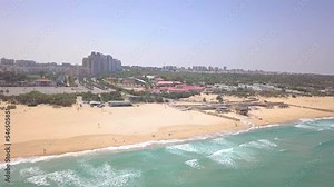 Ashkelon Beach - Flyby from beach to the city