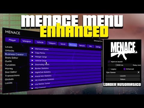 ATUALIZAÇÃO MENACE MENU, MOD MENU COMPLETO PARA GTAV ONLINE ENHANCED, LOADER AUTOMATICO !!!