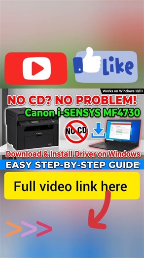 How to Download and Install Canon i-SENSYS MF4730 Printer Driver on Windows PC Without cd #shorts