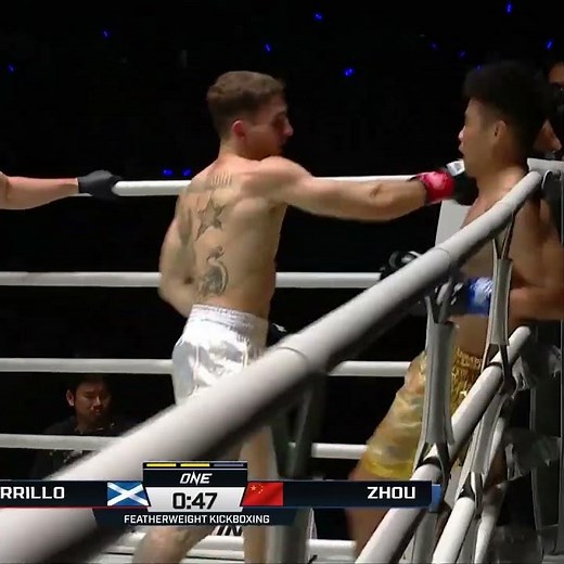 NASTY WORK 😱 Featherweight Muay Thai king Nico Carrillo KOs Zhou Jiaqiang in his kickboxing debut!