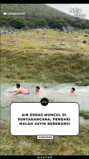 A torrent of water appears at Suryakancana, but climbers are enjoying swimming! #viral #mountain ...