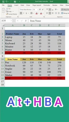 Excel Tips Add Borders Fast ⚡(Alt + H + B + A) #excel ​ #exceltips #exceltricks #excelshortcut