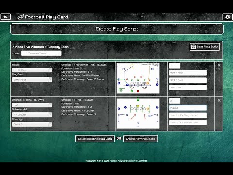 Football Play Card - Play Script Creator