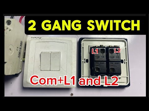 2 gang switch wiring, how to identify common terminal, L1 and L2 step by step