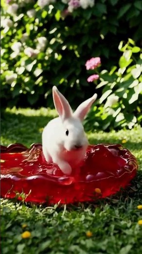 "Adorable Rabbit Jumps on a Bouncy Red Jelly Bed! 🐇✨ | Epic Animation!" - AI #shorts