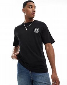 Jack & Jones oversized t-shirt with tiger back print in black | ASOS