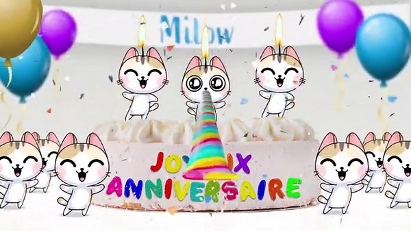 Joyeux anniversaire Milow ! 🎉🐱 Tous mes vœux d'anniversaire rien que pour toi !
