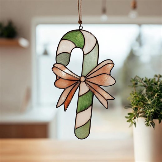 Stained Glass Candy Cane Pattern, Christmas Suncatcher Template, Holiday Glass Art, Level 2 Beginner Pattern, PDF SVG Download - Etsy