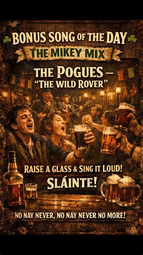 🍀 BONUS SONG OF THE DAY – The Mikey Mix 🍀 The Pogues – “The Wild Rover” This one’s for the old souls, the barroom choirs, and anyone who knows that sometimes the best therapy is shouting along with your friends. A little rebel spirit, a little redemption, and a whole lotta stomp-your-feet energy. Whether you’re swearing it off… or definitely not swearing it off — this one hits every time. 🍻 Turn it up. Sing it loud. The Mikey Mix rolls on. 🍀🎶🍺 #TheMikeyMix #BonusSongOfTheDay #ThePogues #Th