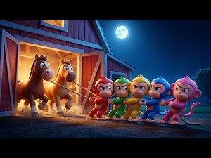 Emergency at Old MacDonald’s Farm! 🚨🐒 | 5 Little Coloured Monkeys Funny Kids Story