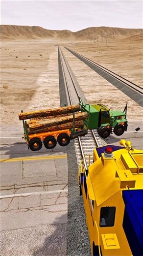 A Train Crossing The Train Line Hit A Log Truck | BeamNG Drive ||