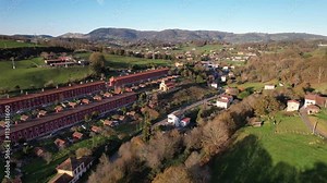 Los Cuarteles or Campiello mining town, built in the early 20th century by the Belgian mining company Solvay, Lieres, municipality of Siero, Asturias, Spain
