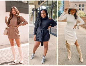 Winning Combo: Sweater Dress with Boots - Lulus.com Fashion Blog