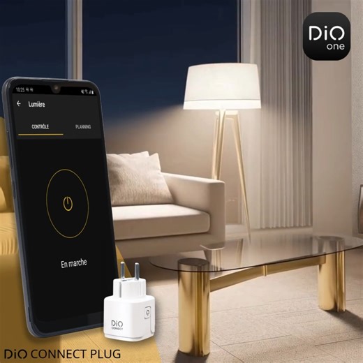 Pratique : Une prise compacte et design avec touche On/Off intégrée. Transformez facilement vos appareils électroménagers et luminaires en objets connectés grâce à la prise intérieure DiO Connect Plug. Exemple : Contrôlez votre lampe de salon à distance et programmez la avec l'application, et allumez , éteignez simplement sur le bouton directement sur la prise. Personnaliser les horaires d’allumage et d’extinction de vos luminaires rend votre maison à la fois plus sûre en dissuadant les tentativ