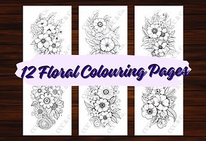12 Floral Colouring Pages: Blooms & Blossoms - A Colouring Adventure - Etsy