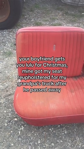 Follow for more truck updates! I couldn’t be happier with how it turned out, and I’m beyond grateful to call this man mine 🤍🥹#seat #reupholstery #truckseqt #truckrestoration #trucktok