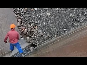 Barge unloading 3300 tons of large cobblestone part 3 - Satisfying video