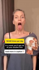Sofi Shine | Face Yoga coach for 11+ years on Instagram: "Beautiful oval face, smooth graceful neck and no second chins🌶 Here is an effective exercise, try to do it with me and write about your feelings. Attention! It is better for beginners to start doing without sticking out their tongue and first work with the chewing muscle group⚠️ Follow the link in the bio to find out more! The most affordable offer is available now⚡️ so hurry up"