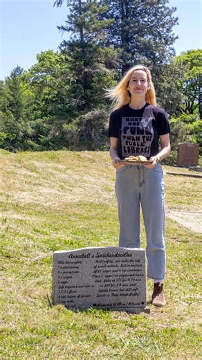 Some recipes are so good, they get taken to the grave. 🪦 Rosie Grant has journeyed across the United States collecting recipes written on gravestones. One of the first graves she learned about was Naomi Miller-Dawson’s, which listed ingredients for a spritz cookie. After baking the cookies herself, Rosie brought a plate of them to Naomi’s grave. That moment sparked her journey of visiting these culinary headstones and preserving the stories behind them through her web series and her recently re