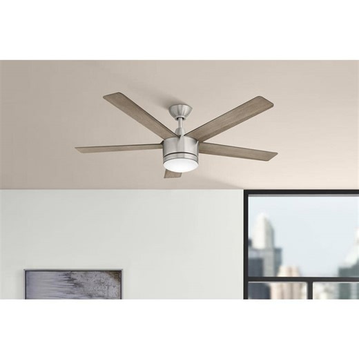 Check The Home Depot's Q&A Before Buying: Home Decorators Collection Merwry 52 in. Integrated LED Indoor Brushed Nickel Ceiling Fan with Light Kit and Remote Control