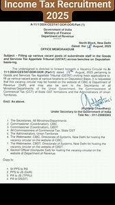 Income Tax Recruitment 2025 #incometax | Government Jobs