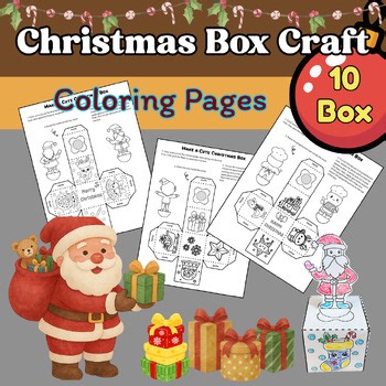 Printable 3D Christmas Craft Box : Cut & Build Coloring Pages :Activity for Kids