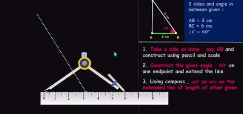 Construct a triangle: Two sides and angle given