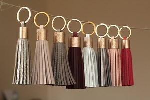 Personalized Leather Tassel Keychain: Custom Bag Charm Gift - Etsy