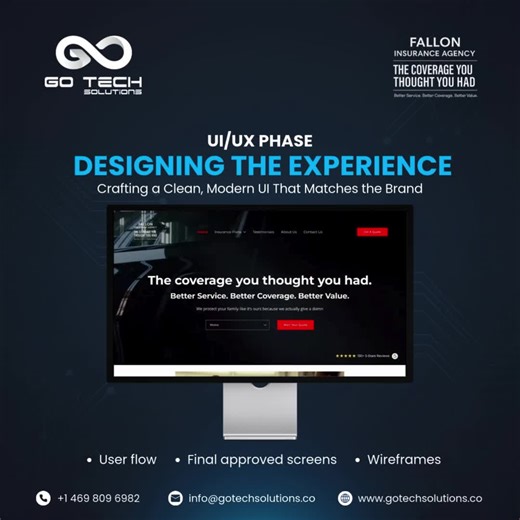 Go Tech Solutions on Instagram: "Crafting a Clean, Modern UI That Elevates the Brand We’ve moved from onboarding to the heart of the project, shaping the user experience. In this phase, we refined wireframes, built smooth user flows, created the first design drafts, and transformed them into approved final screens. This stage is where ideas become real, and the product starts taking its true form. Here’s a look at how we turned early concepts into a polished, modern interface. Want a UI/UX team 