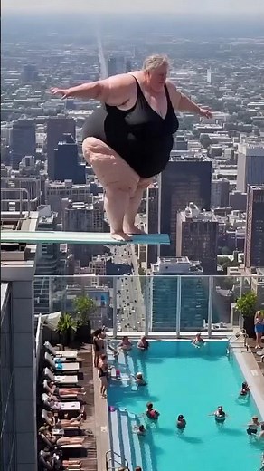 Fat Man Jumps From Extreme Height Into Swimming Pool 😱 | Epic AI Animation #shorts #Shorts #AIVideo