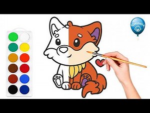 🦊 How to Draw and Color a Cute Fox Step by Step 🌈 Easy Fox Drawing for Kids | Kidosphere
