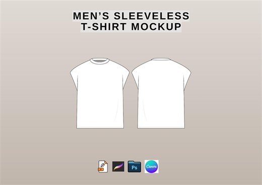 Sleeveless T-shirt Mockup, Men's Tank Top Flat Vector, Streetwear Clothing Template - Etsy