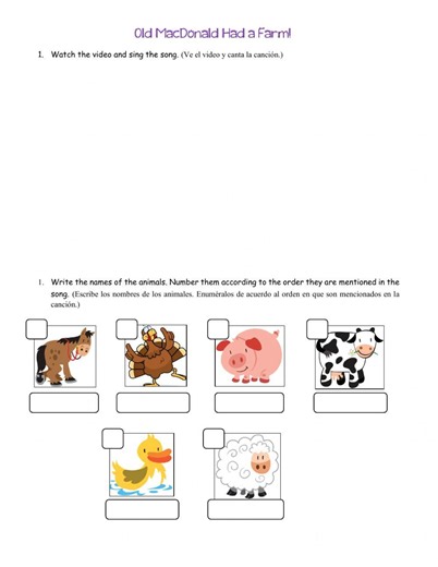 Old MacDonald Had a Farm! worksheet