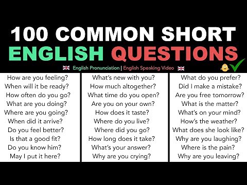 100 Common Short English Questions | Everyday English Questions | English Speaking Practice